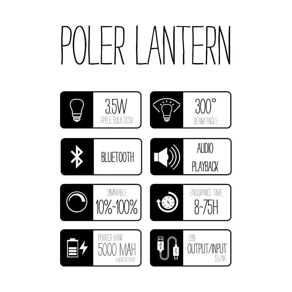 Poler Lantern Lampa, Black, One Size