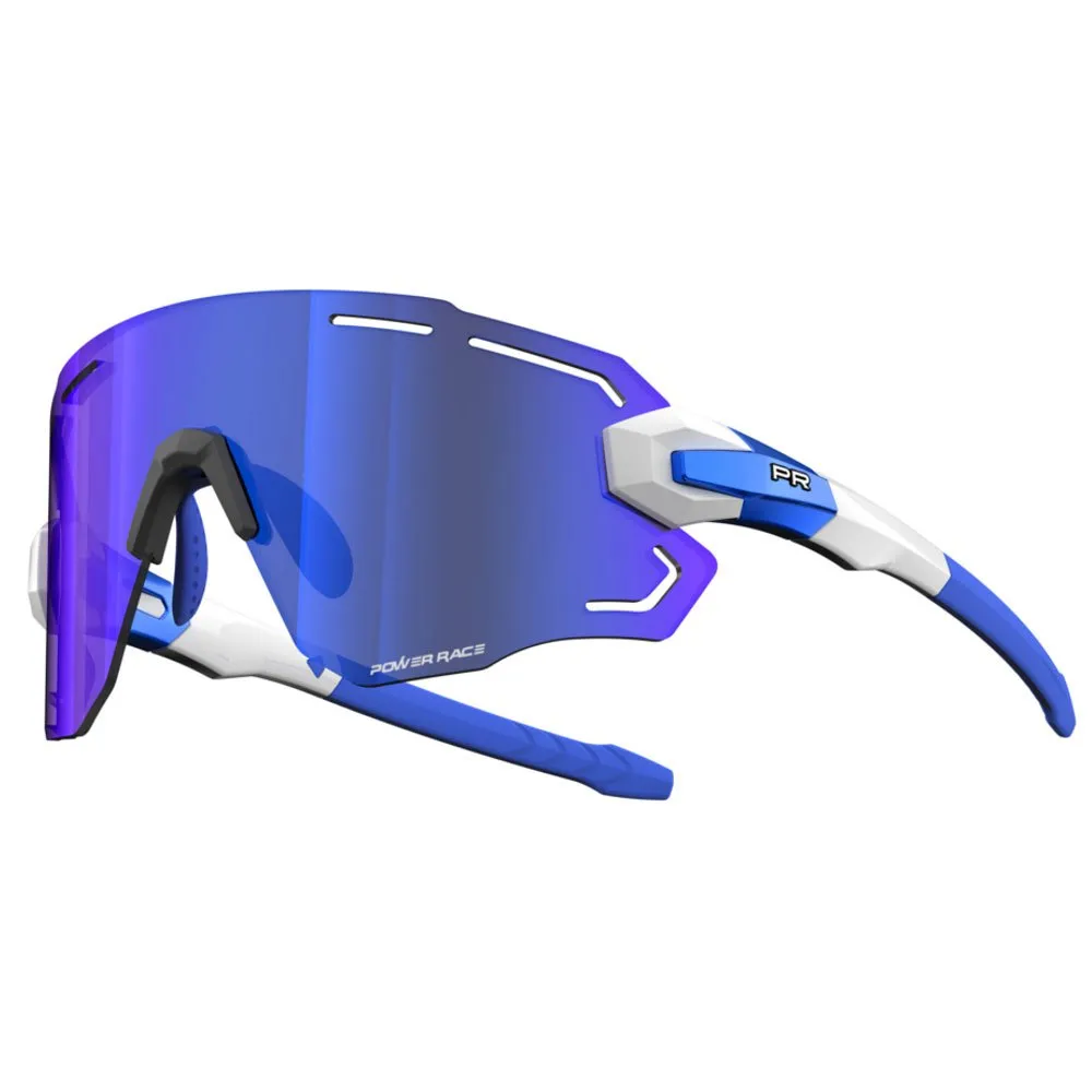 Power Race Solglasögon, White / blue, Blue Mirror/CAT3