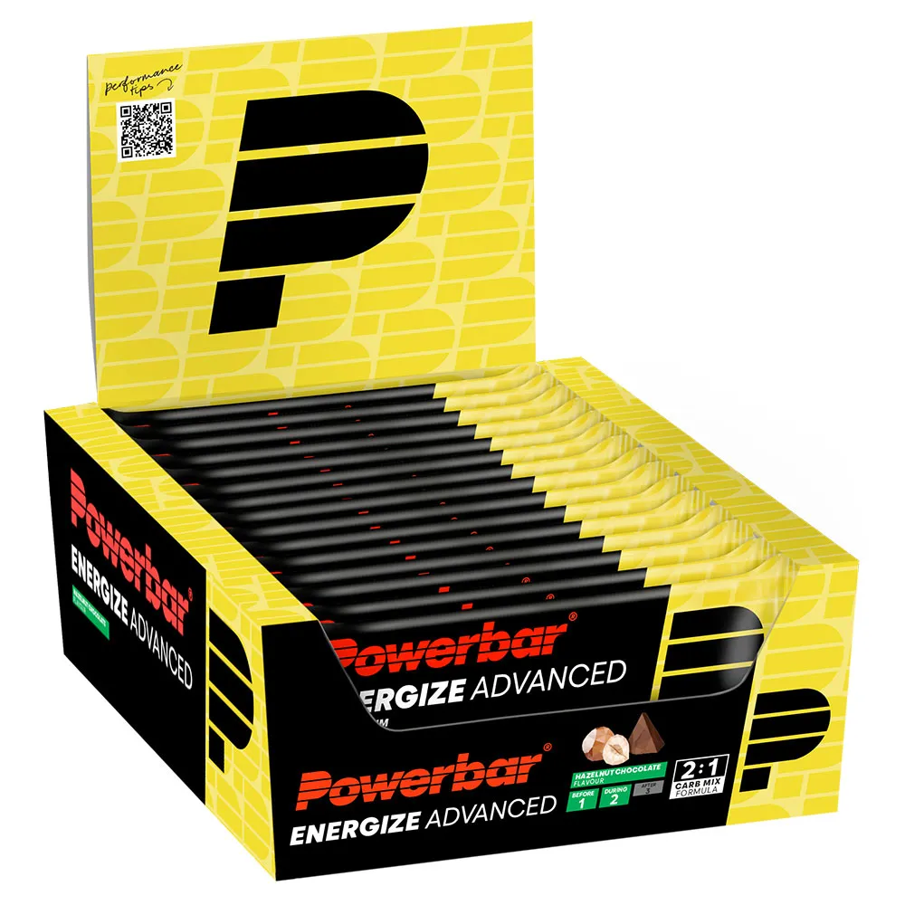 Powerbar Energize Advanced Energibar Låda Hasselnötschoklad 55g 15 Enheter, Yellow, One Size