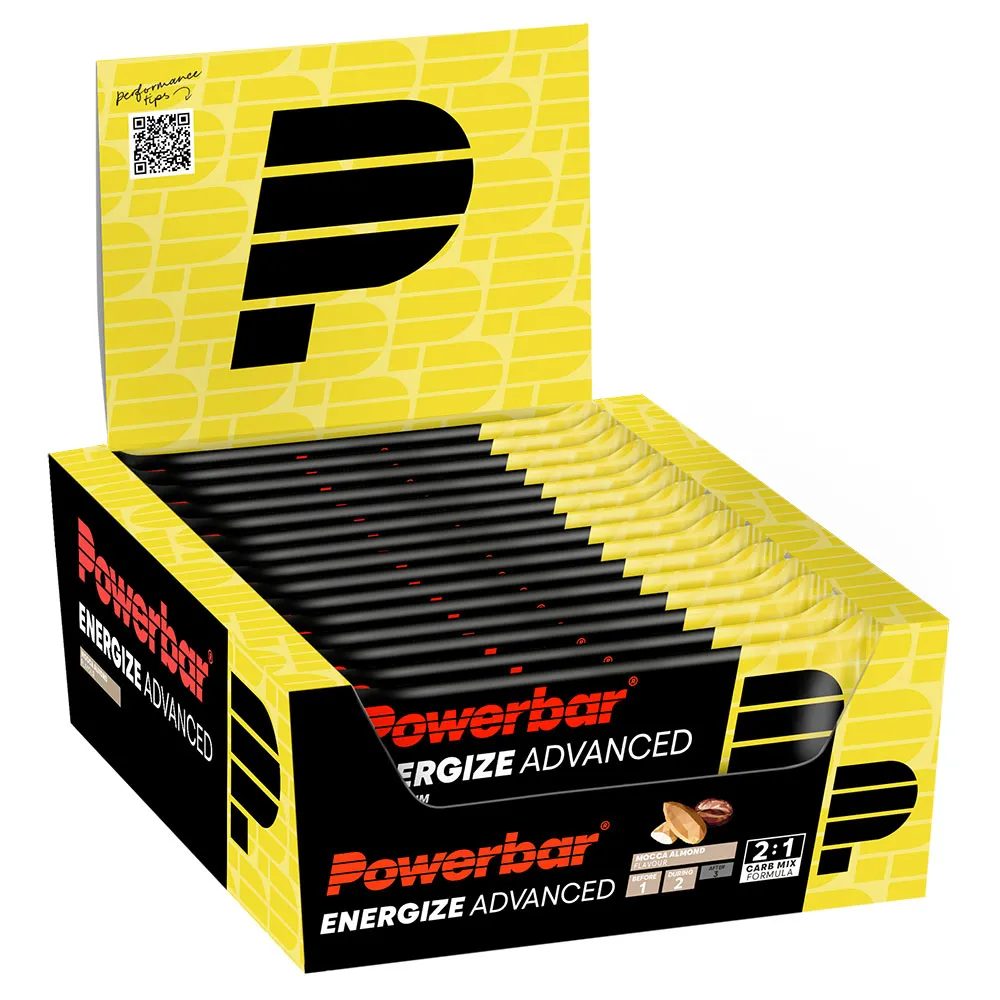 Powerbar Energize Advanced Energibar Låda Mocca Mandel 55g 15 Enheter, Yellow, One Size