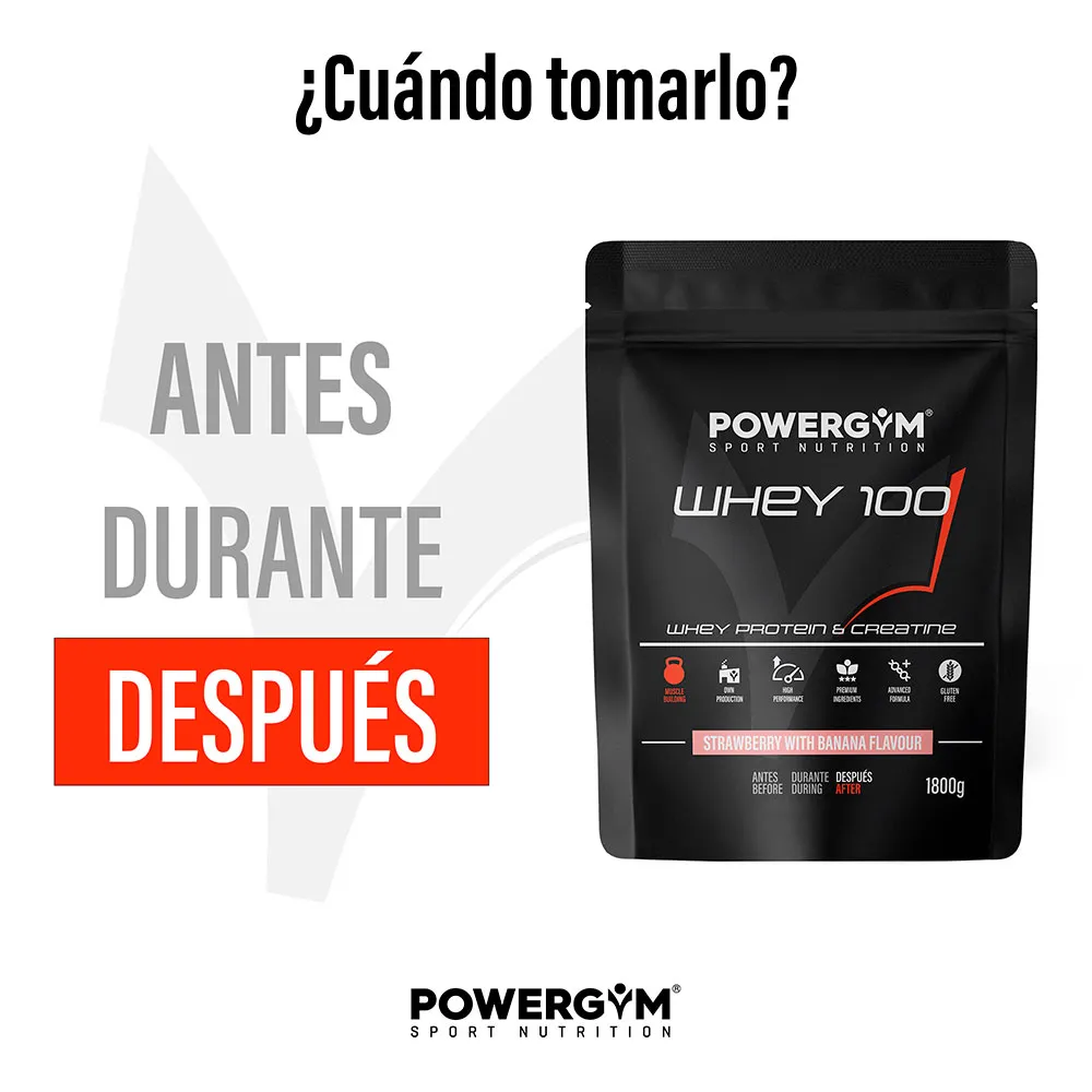 Powergym 100 Vassleprotein Banan Och Jordgubbe 1800g, One size