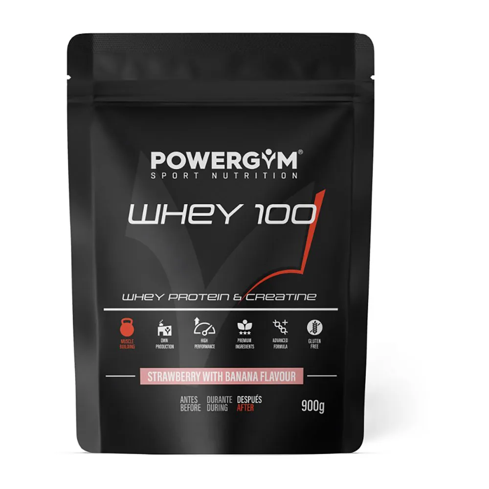 Powergym 100 Vassleprotein Banan Och Jordgubbe 900g, One size Powergym 100 Vassleprotein Banan Och Jordgubbe 900g, One size