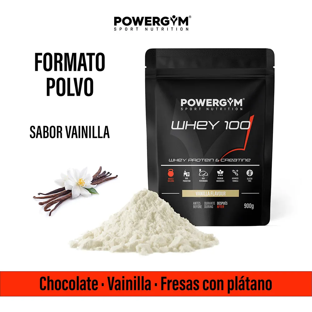Powergym 100 Vassleprotein Vanilj 900g, Multicolor, One Size