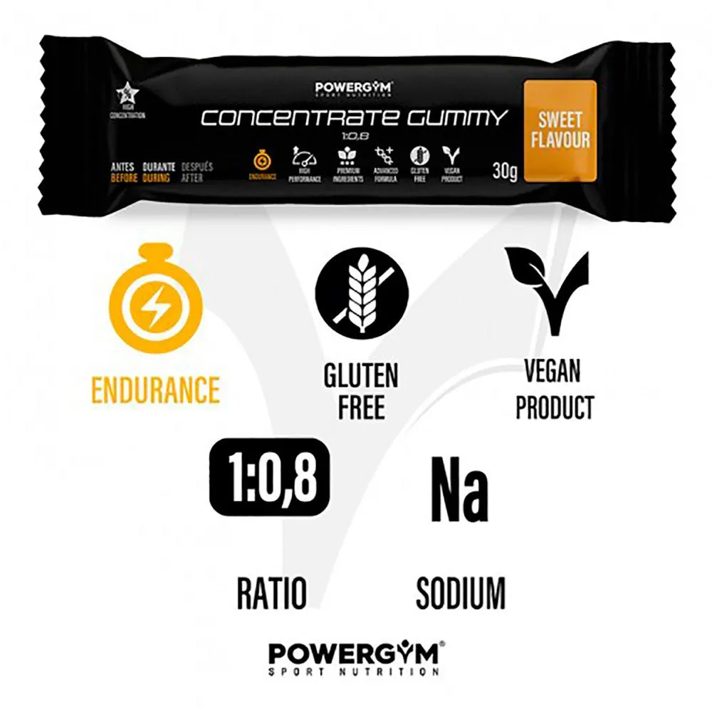 Powergym Concentrate Låda Med Geléenergibars Neutral Smak 30g 36 Enheter, One size