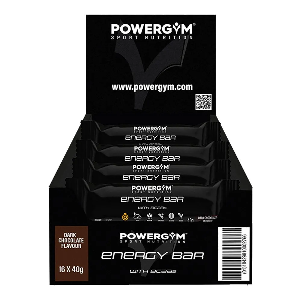 Powergym Energibar Låda Mörk Choklad 40g 24 Enheter, Black, One Size