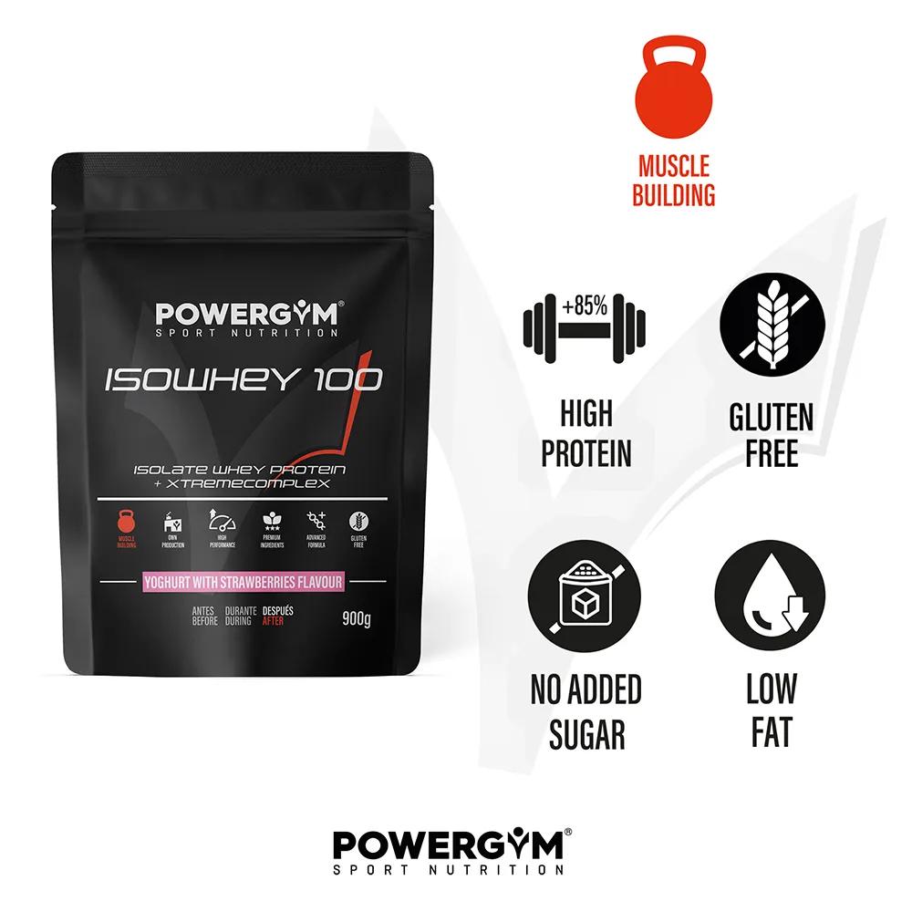 Powergym Isowhey 100 Vassleproteinisolat Yoghurt Och Jordgubbar 900g, One size