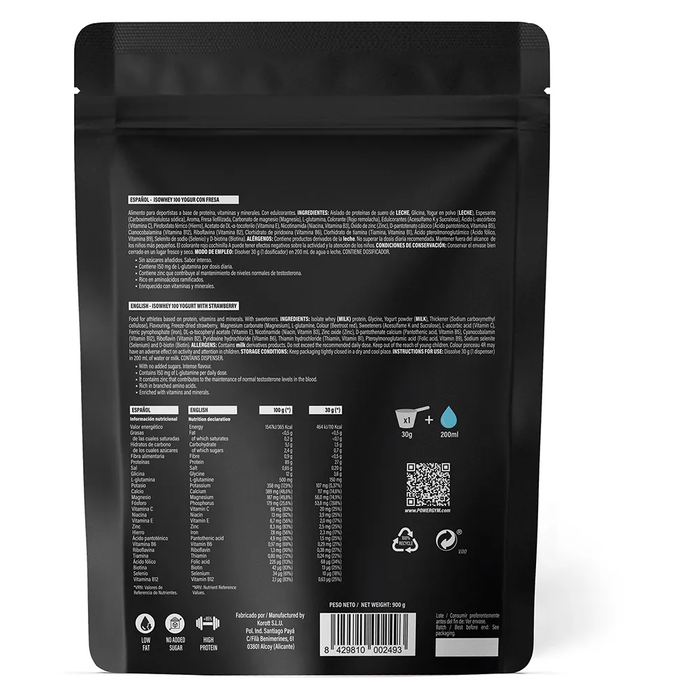 Powergym Isowhey 100 Vassleproteinisolat Yoghurt Och Jordgubbar 900g, One size