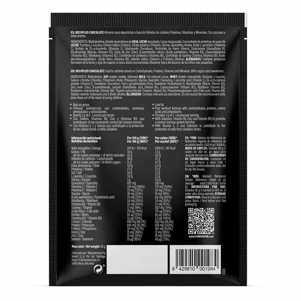 Powergym Recoplus Återhämtningsdos I Ask Choklad 80g 15 Enheter, White, One Size
