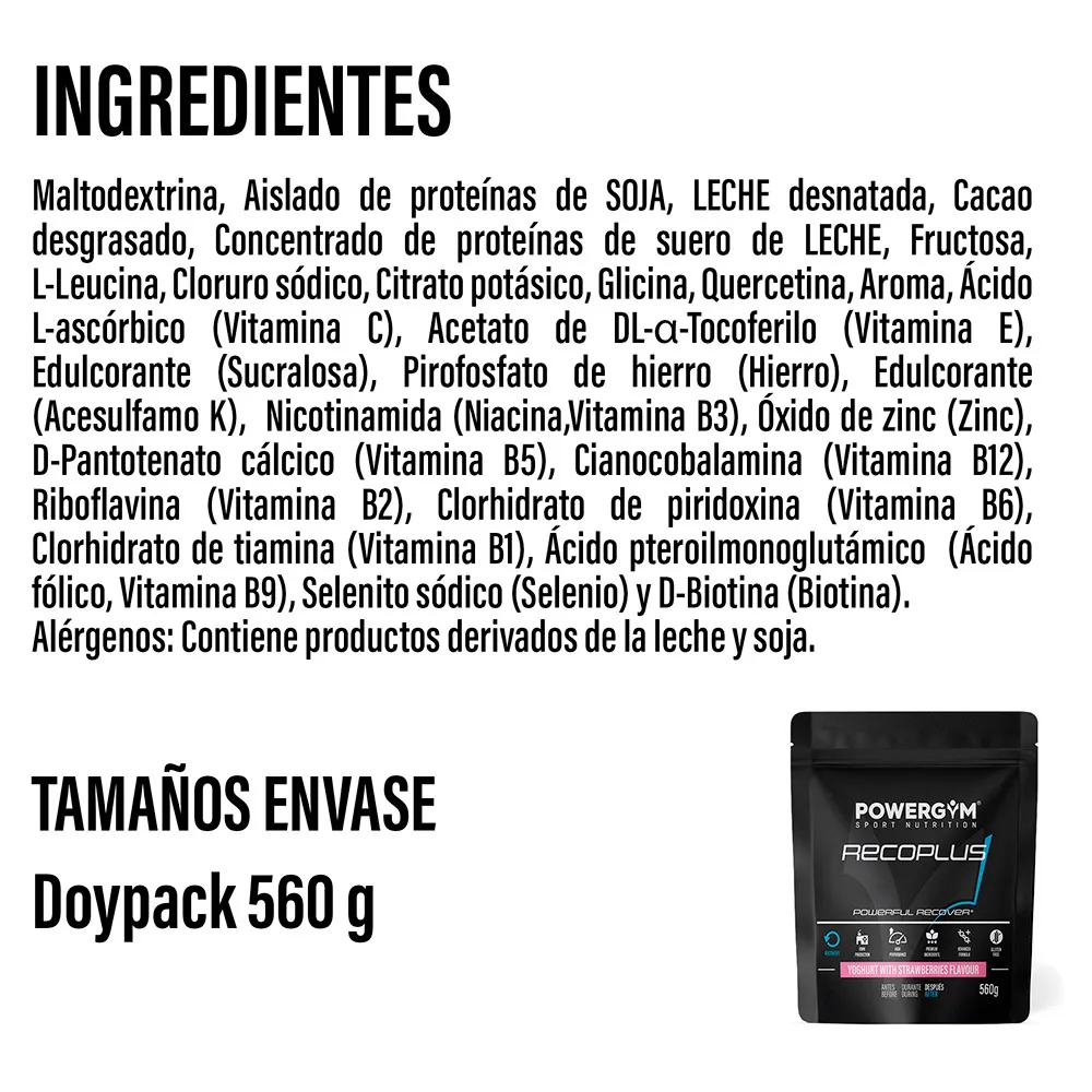 Powergym Recoplus Yoghurt Med Jordgubbar 560g, One size