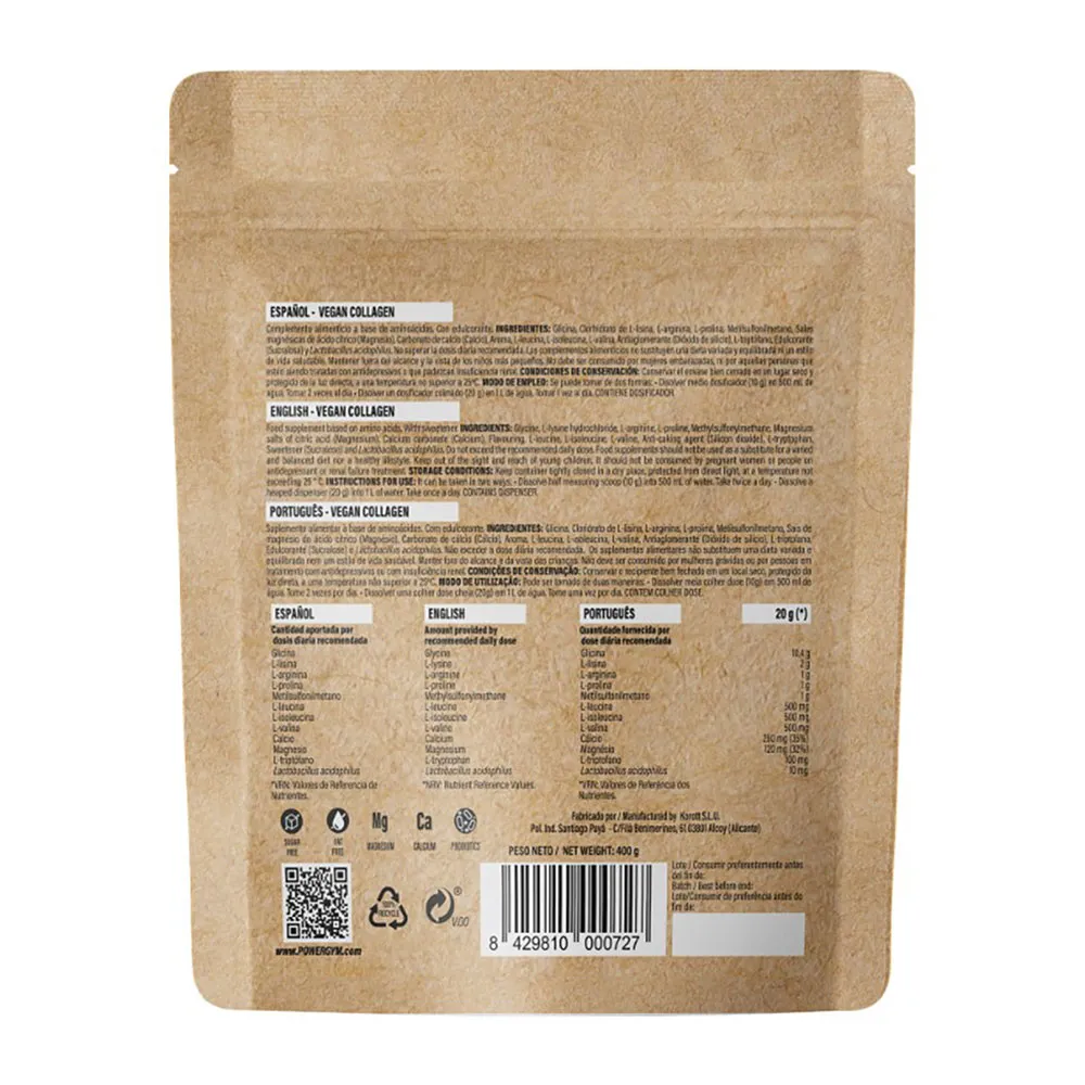 Powergym Vegansk Kollagen 400g, Beige, One Size