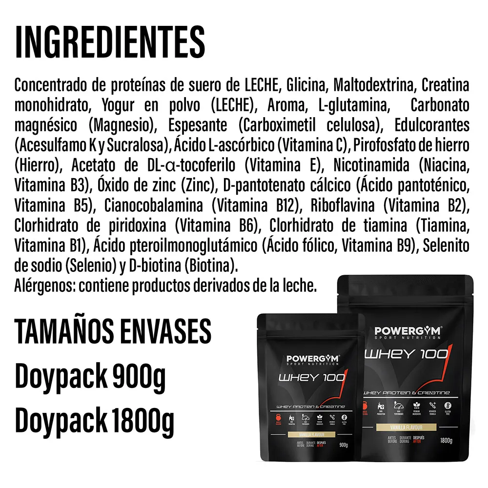 Powergym Whey 100 Protein Vanilj 1800g, One size