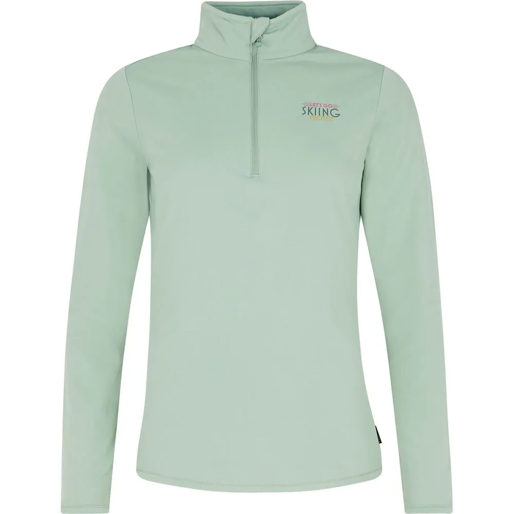 Protest Lunar Fleece Med Halv Dragkedja, Green baygr