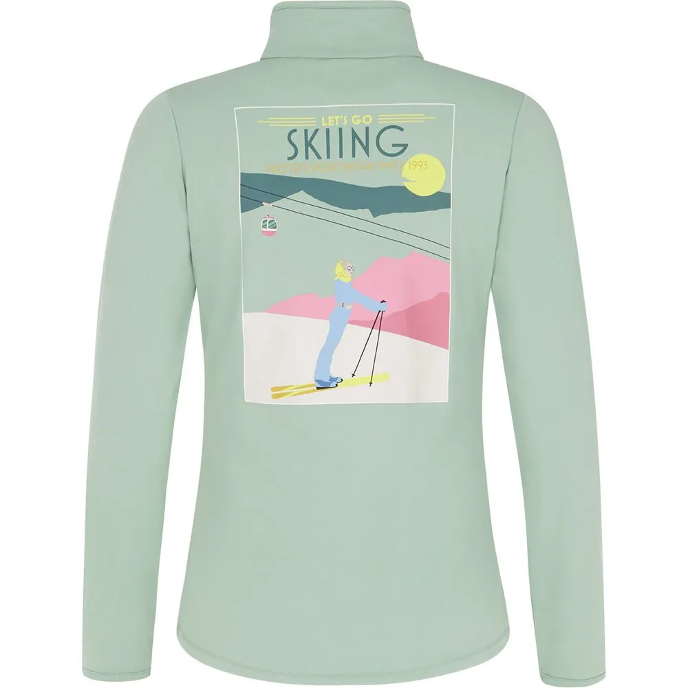 Protest Lunar Fleece Med Halv Dragkedja, Green baygr