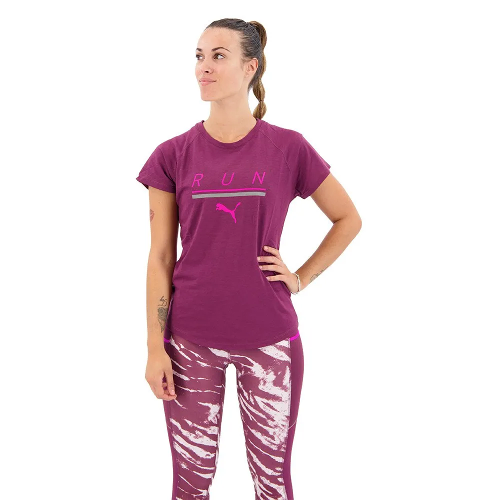 Puma 5k Logo T-shirt Med Korta ärmar female, Grape wine