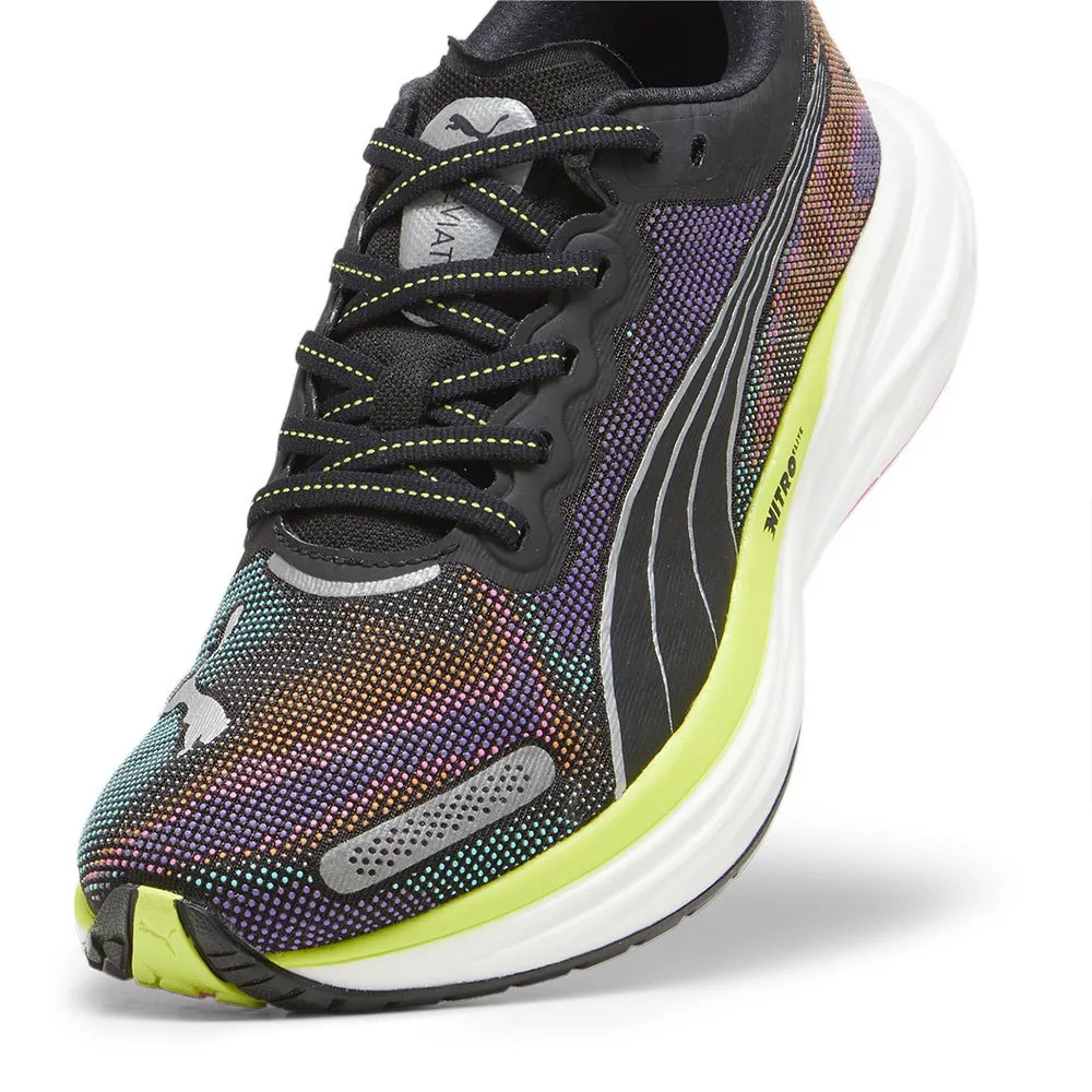 Puma Deviate Nitro 2 Psychedelic Rush Löparskor female, Black / lime pow / poison pink