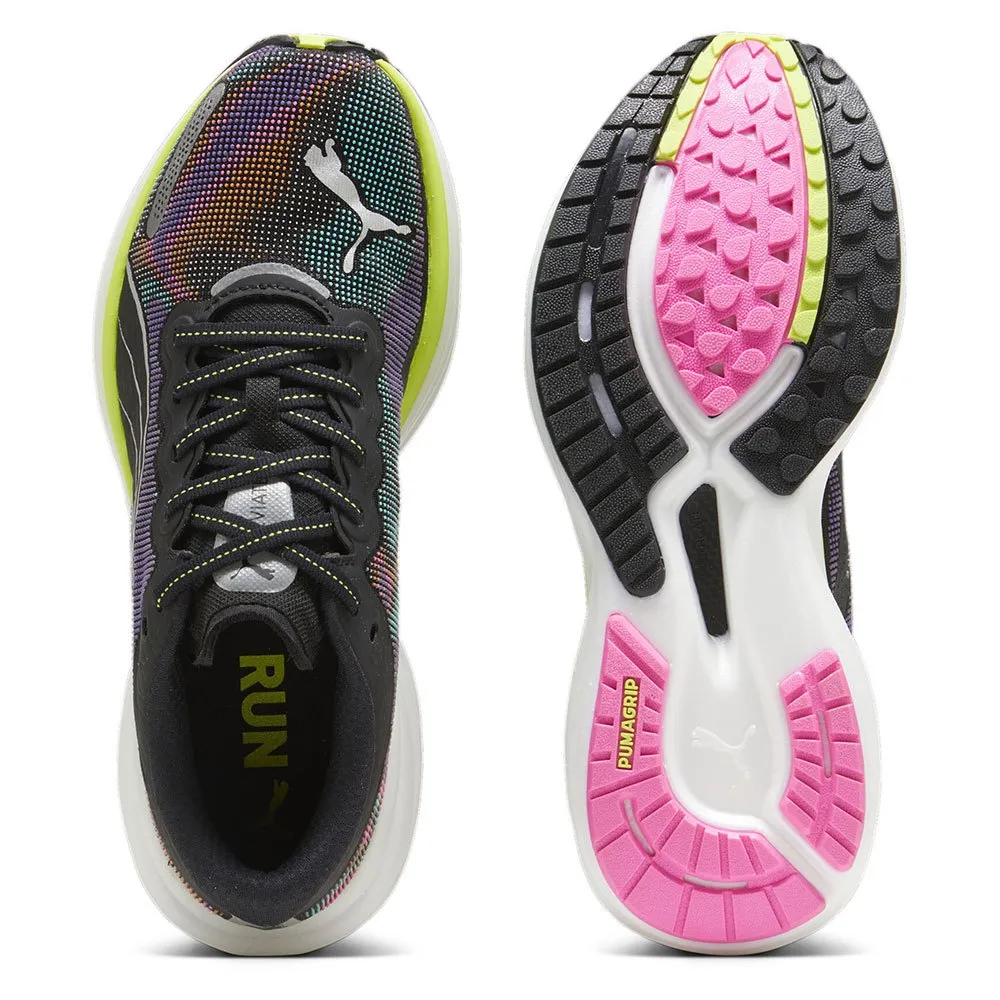 Puma Deviate Nitro 2 Psychedelic Rush Löparskor female, Black / lime pow / poison pink