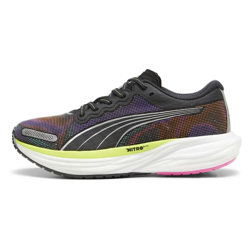 Puma Deviate Nitro 2 Psychedelic Rush Löparskor female, Black / lime pow / poison pink