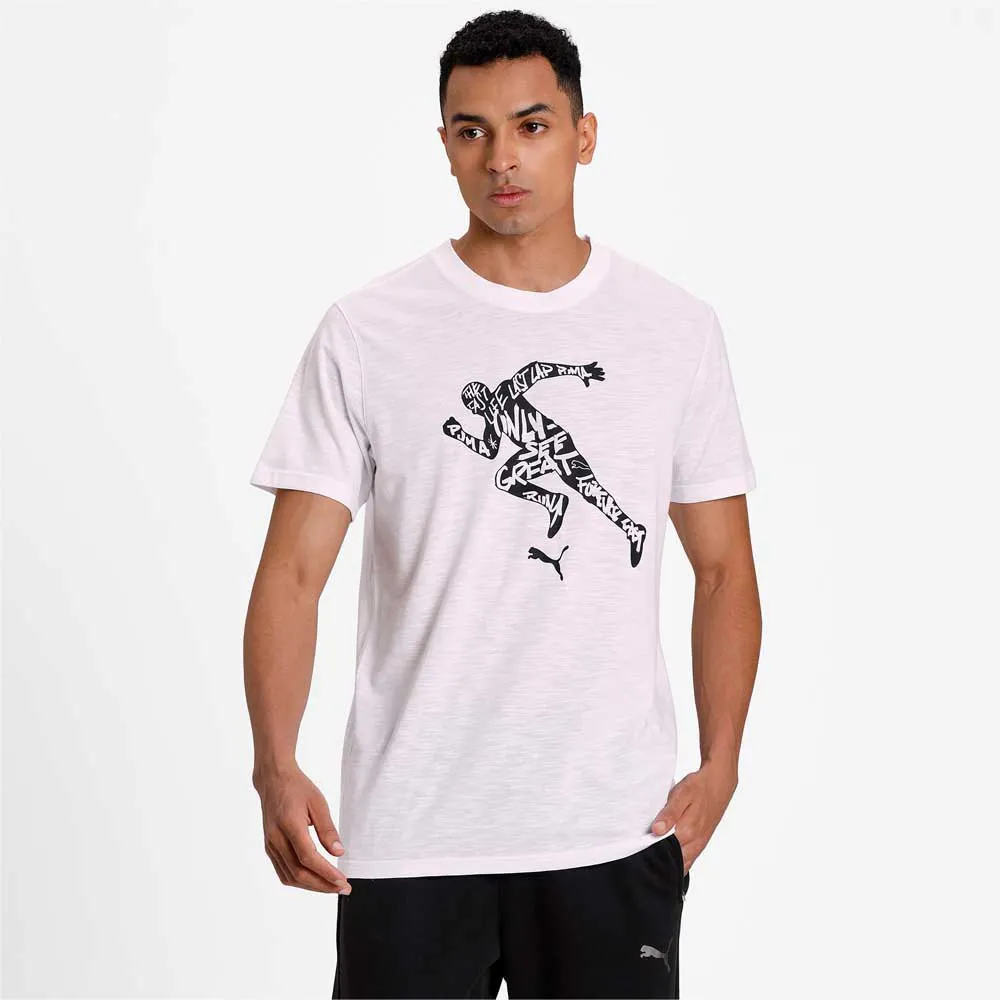Puma Performance Graphic T-shirt Med Korta ärmar male, Puma white / osg runner