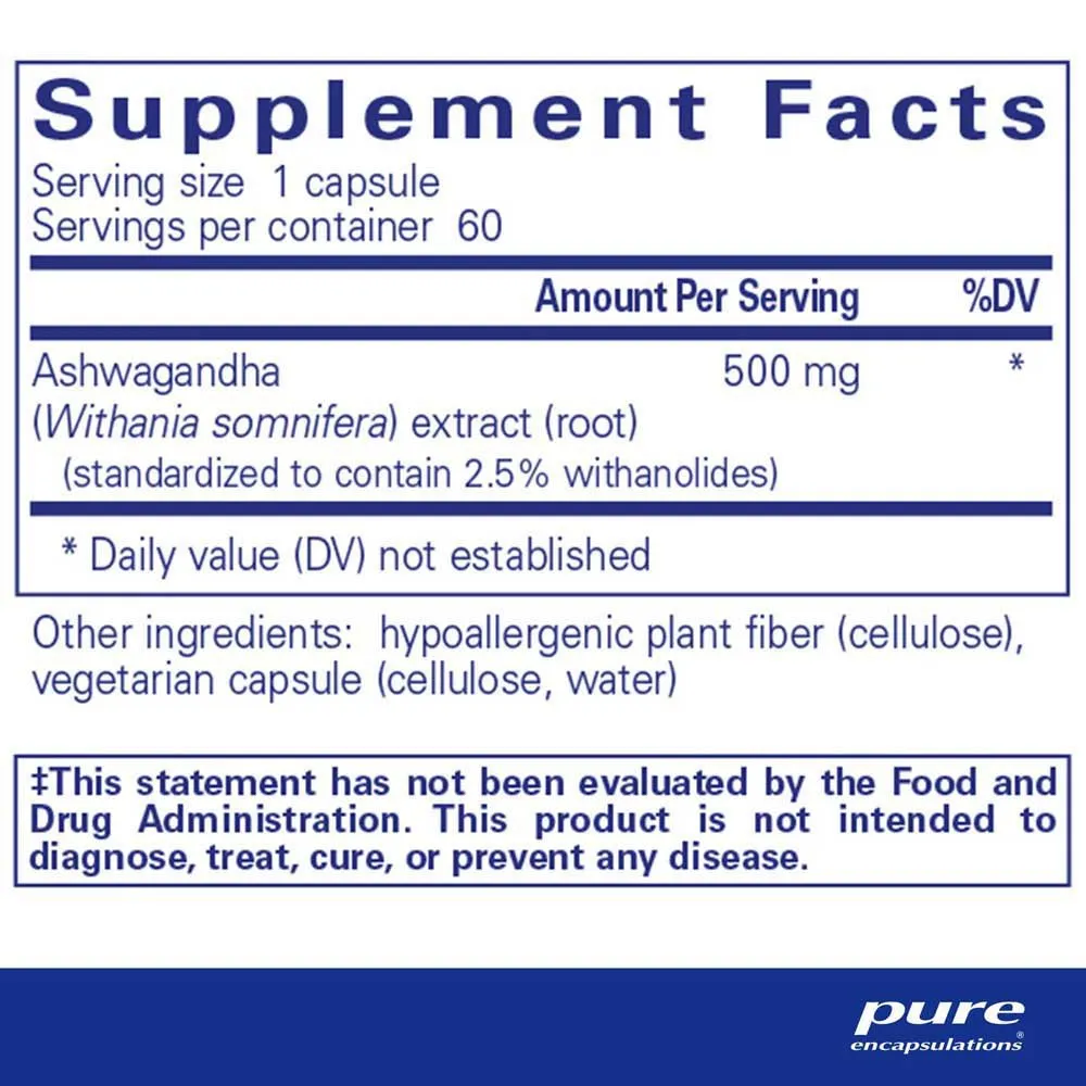Pure Encapsulations Ashwagandha Kapslar 60 Enheter, One size