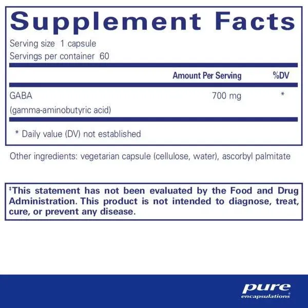 Pure Encapsulations Gaba Kapslar 60 Enheter, One size Pure Encapsulations Gaba Kapslar 60 Enheter, One size