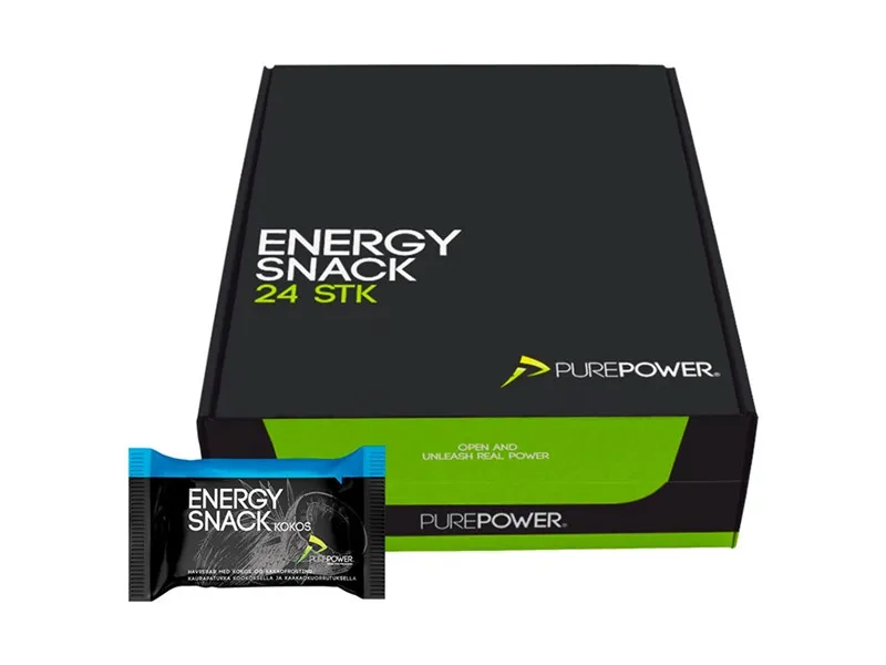 PurePower Energi Bar Kokos og Kakaofrosting 60G Box med 24 st. PurePower Energi Bar Kokos og Kakaofrosting 60G Box med 24 st.