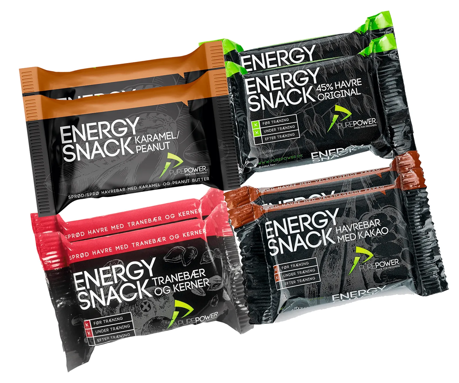 PurePower Energy Snack energibar 2 x 4 varianter 60 g PurePower Energy Snack energibar 2 x 4 varianter 60 g