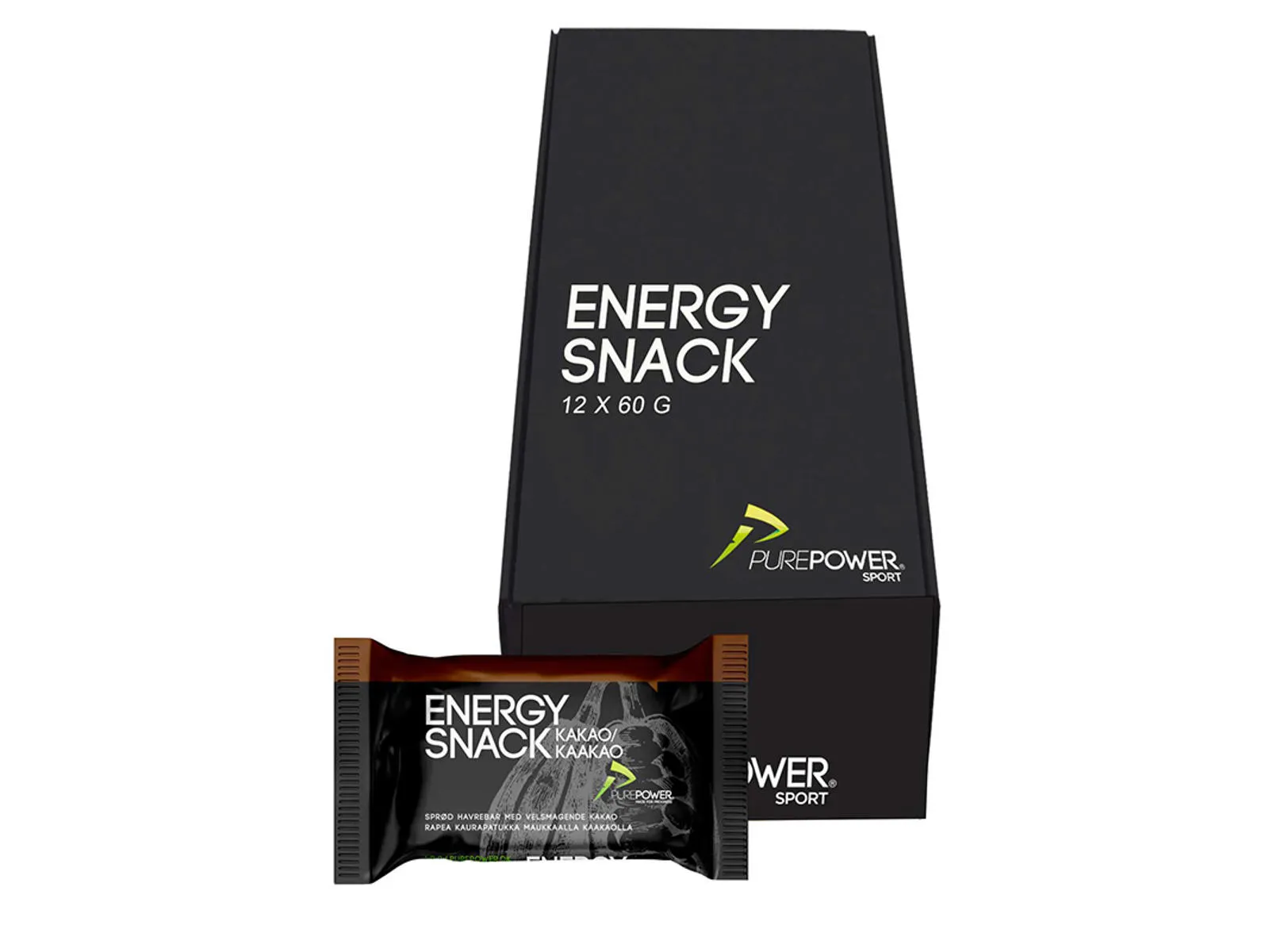 PurePower Energy Snack kakao 60 g. - 12 stk PurePower Energy Snack kakao 60 g. - 12 stk