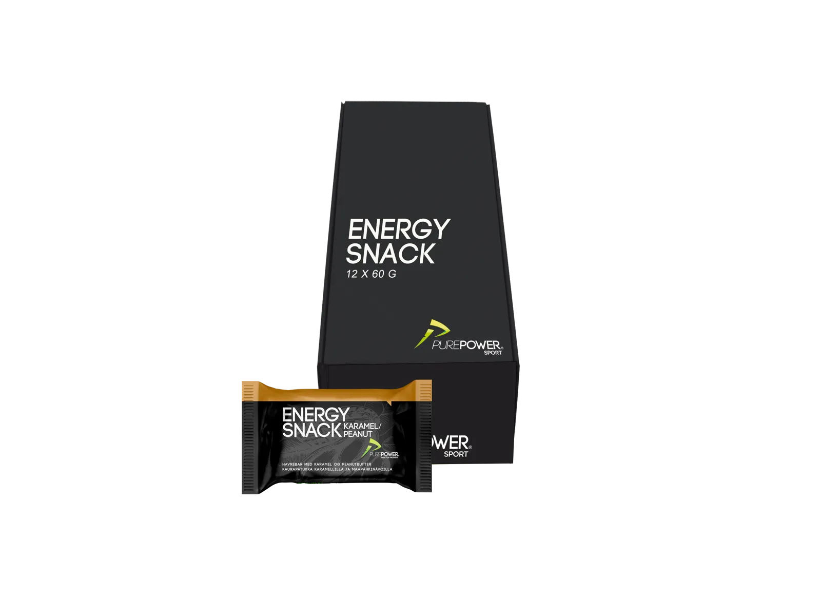 PurePower Energy Snack karamell/peanuts 60 g. - 12 st. PurePower Energy Snack karamell/peanuts 60 g. - 12 st.