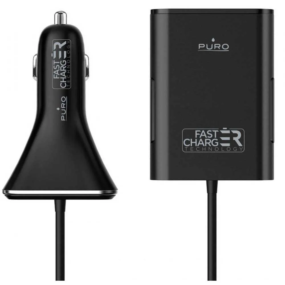 Puro Passenger Usb + Usb 6.8a 2 Ports Laddare, Black, One Size