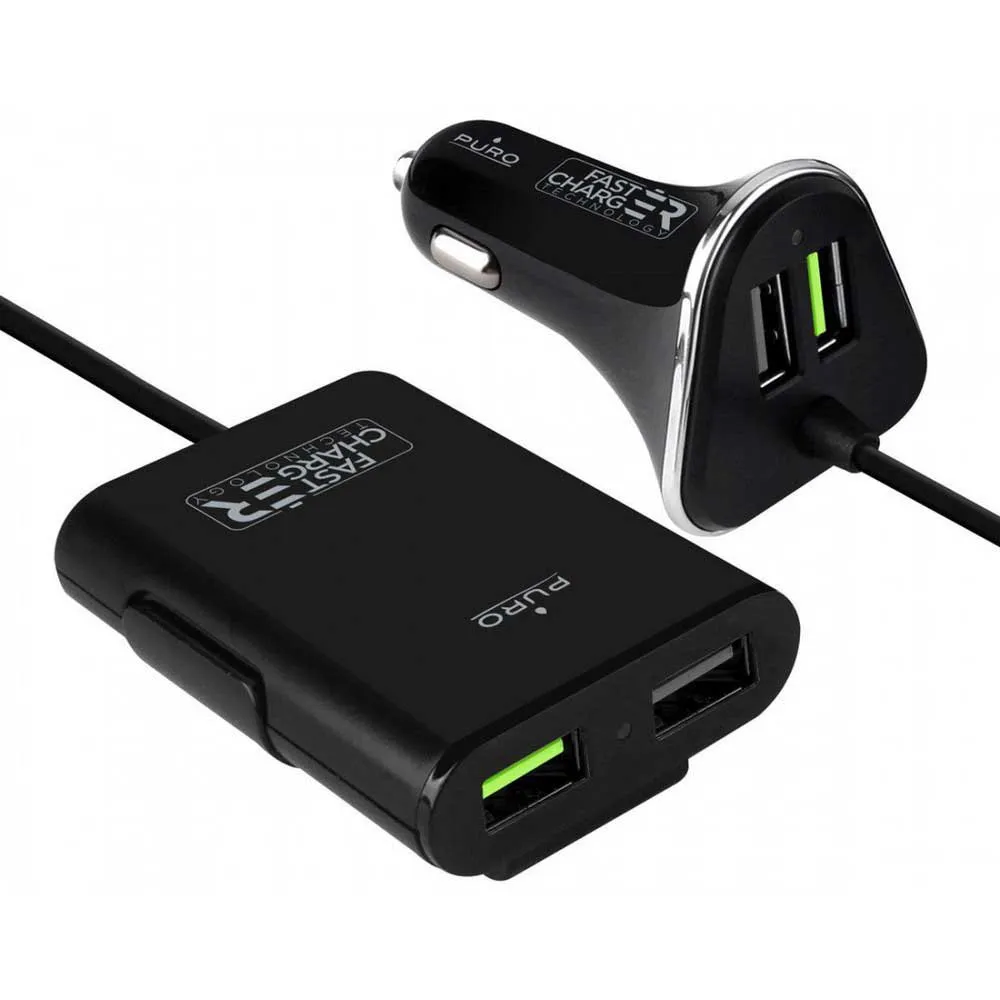 Puro Passenger Usb + Usb 6.8a 2 Ports Laddare, Black, One Size