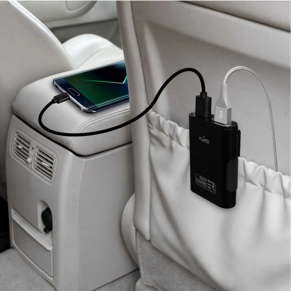 Puro Passenger Usb + Usb 6.8a 2 Ports Laddare, Black, One Size
