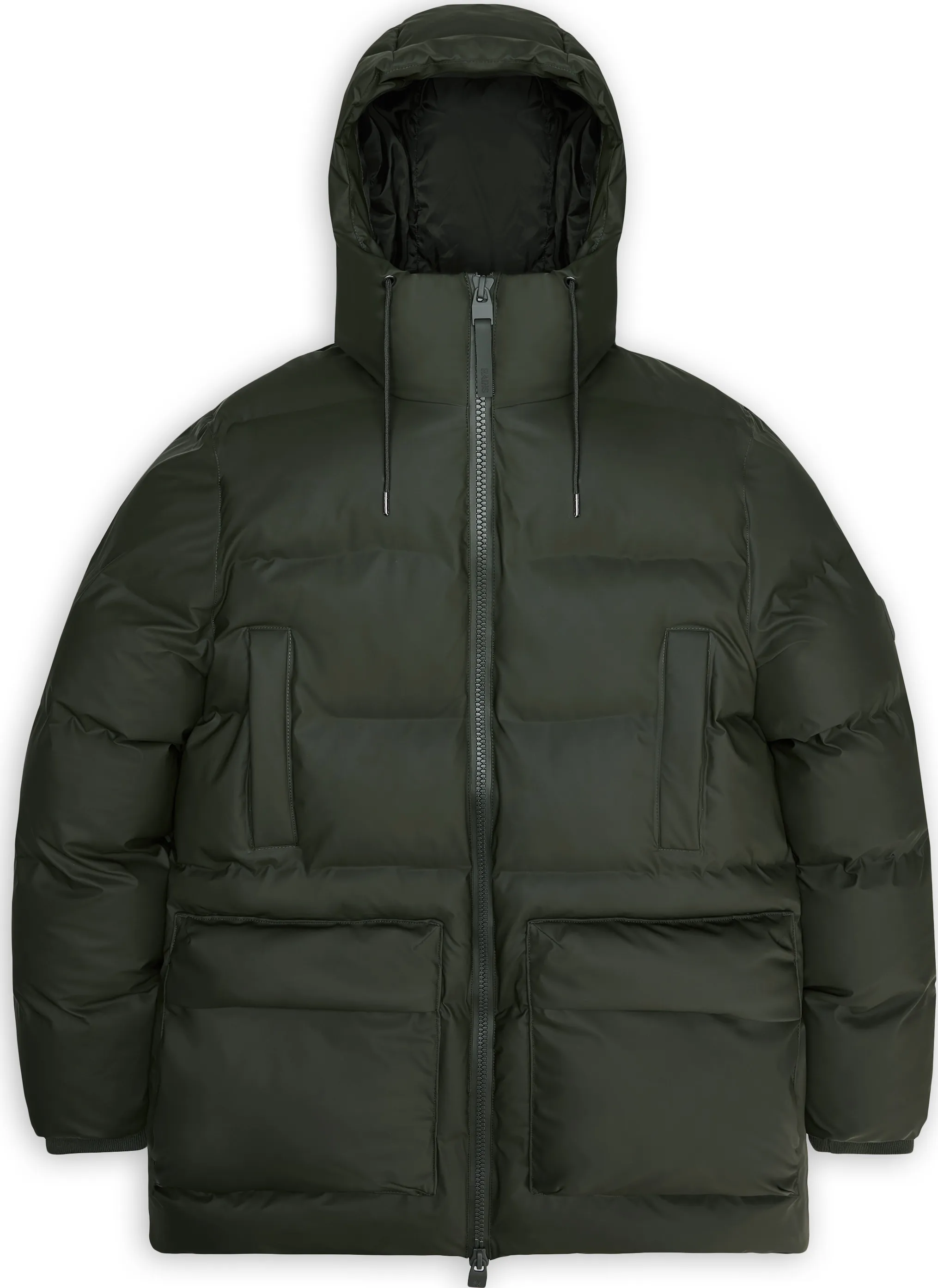 Rains Unisex Alta Long Puffer Cargo Jacket W3T4