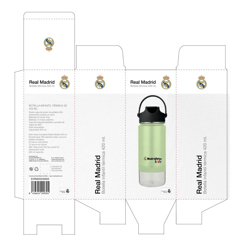 REAL Termosflaska För Barn 420ml, White / blue, One Size REAL Termosflaska För Barn 420ml, White / blue, One Size
