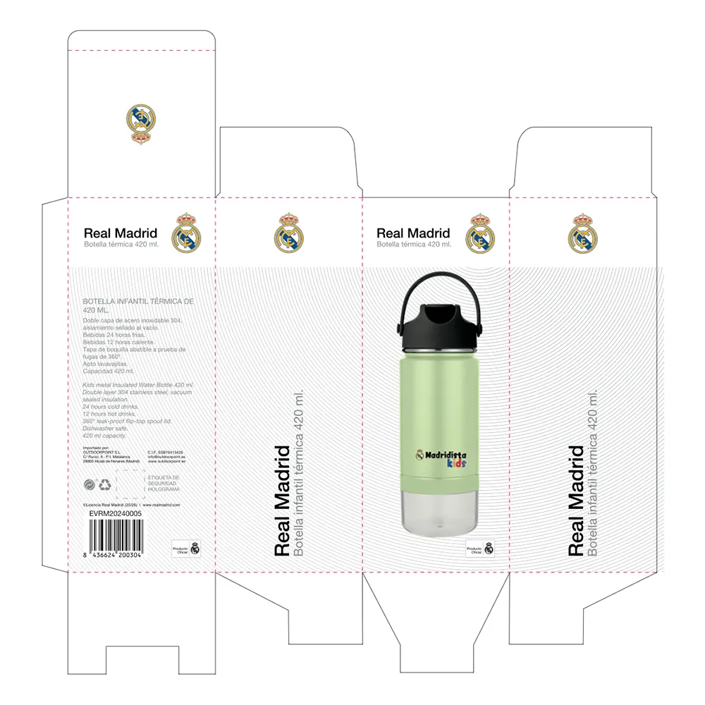 REAL Termosflaska För Barn 420ml, White / blue, One Size