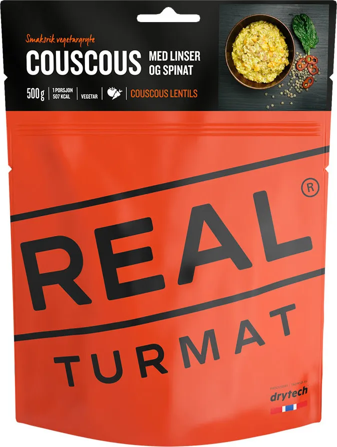 Real turmat Coscous With Lentils And Spinach, Orange, 500g