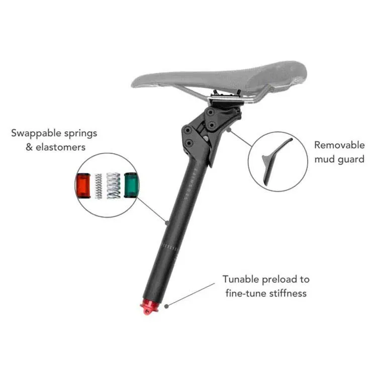 Redshift Shockstop Pro Endurance Sadelstolpe, Black, 350mm, 27.2mm