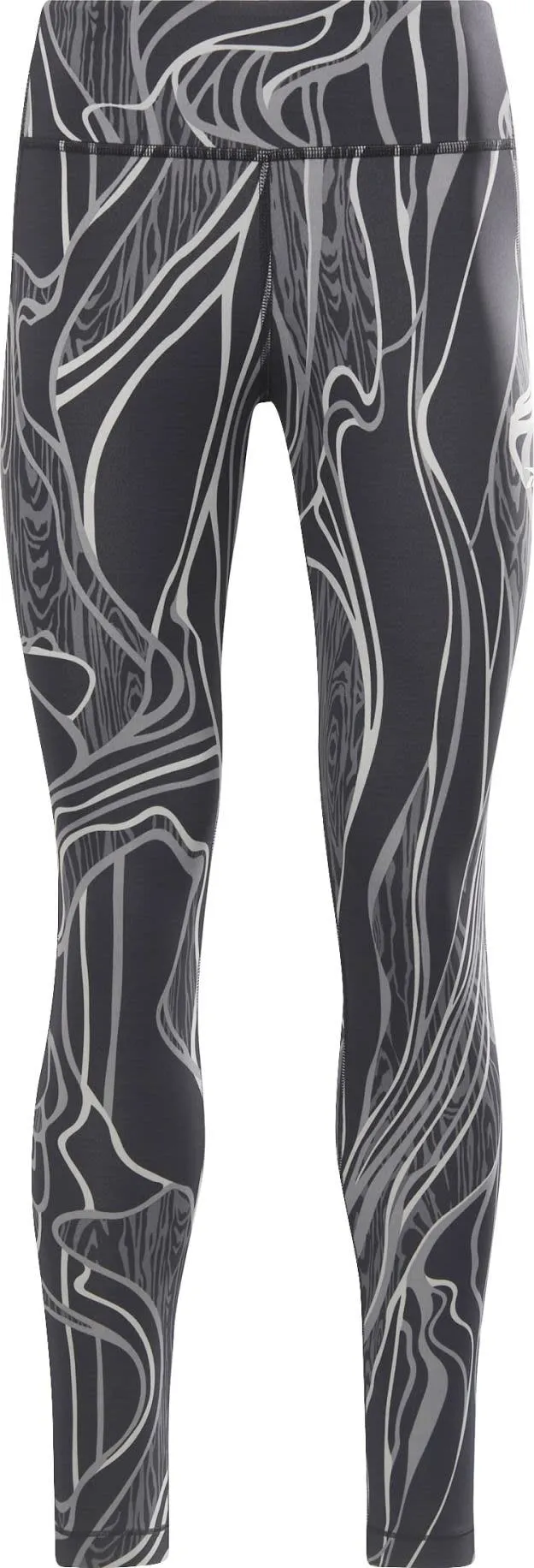 Reebok Women's Lux Perform Nature Grown Print Mid-Rise Leggings, Black Reebok Women's Lux Perform Nature Grown Print Mid-Rise Leggings, Black