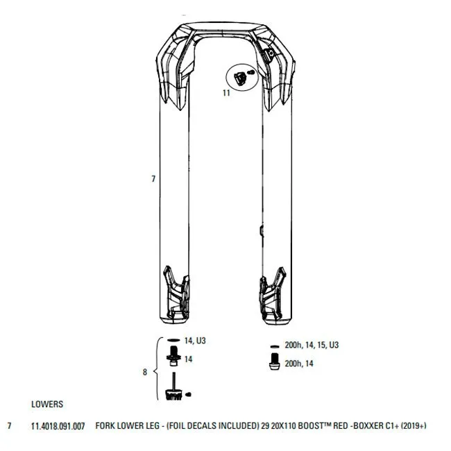 Rock Shox Boxxer C1 2019+ 29´´ Boost Ultimate Gaffel Sänks, Red, One Size