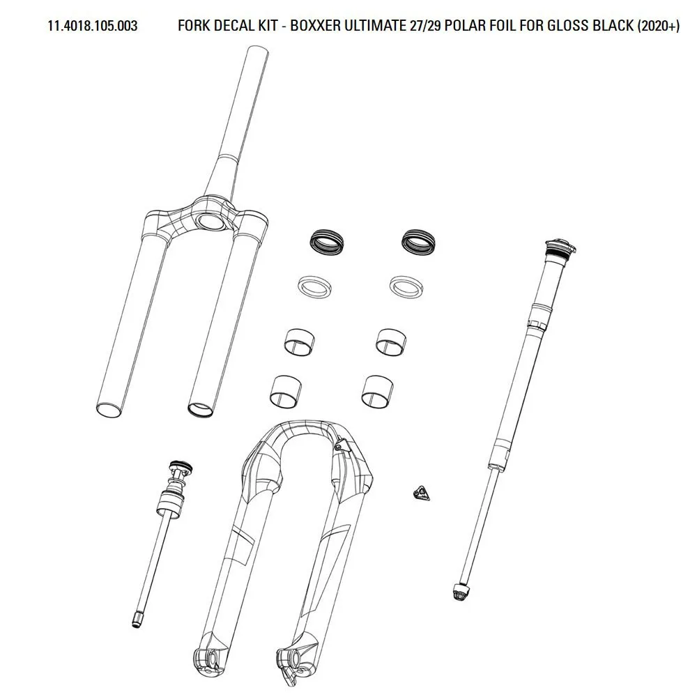 Rock Shox Boxxer Ultimate Klistermärkesset, Polar foil for gloss black, 27.5-29"