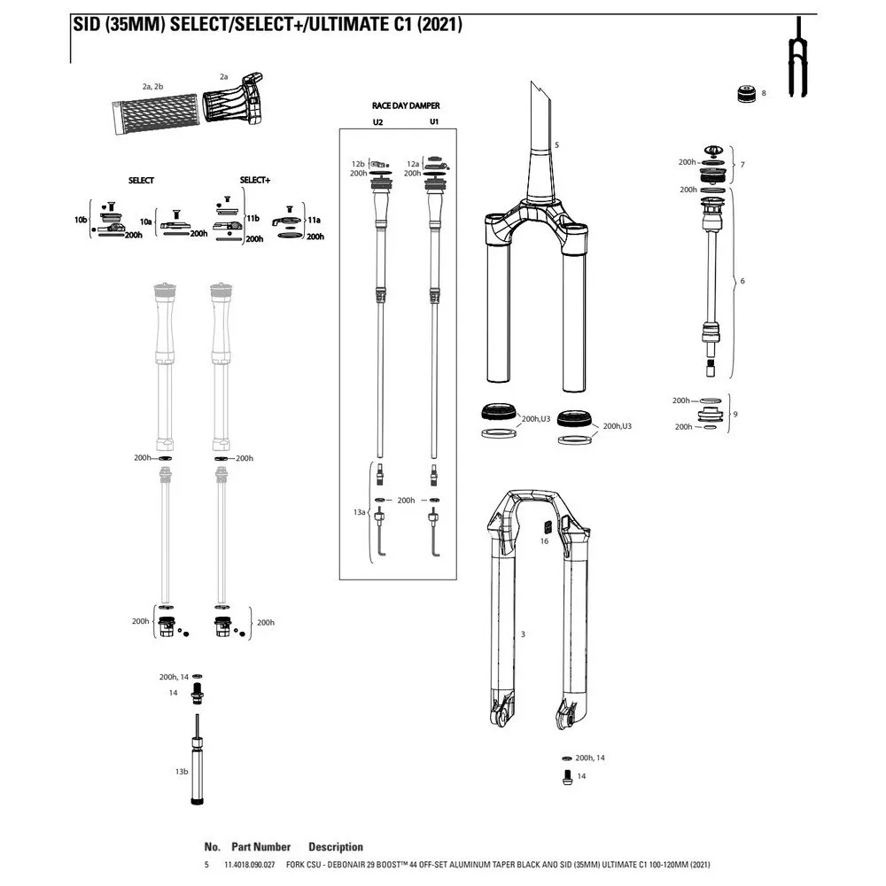 Rock Shox Bro Och Stänger Sid Sl/ultimate 44 Förskjutning 35 Mm, Black, 29" / 100-120mm Rock Shox Bro Och Stänger Sid Sl/ultimate 44 Förskjutning 35 Mm, Black, 29" / 100-120mm