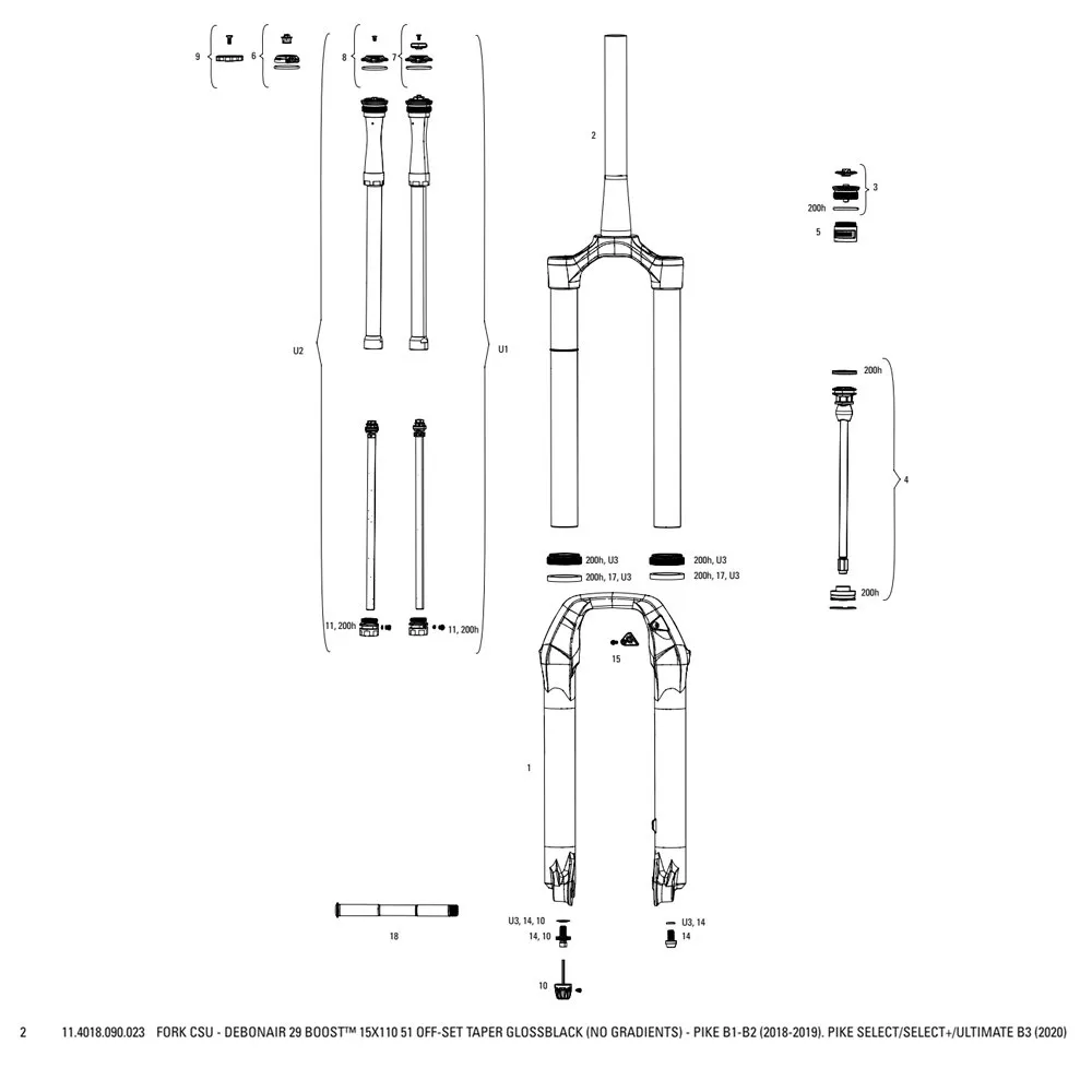 Rock Shox Debonair 51 Offset Pike B1-b2/select/select Plus/ultimate B3 Gaffel För Krona/styrrör/överrör-samling, Black, 29B" Rock Shox Debonair 51 Offset Pike B1-b2/select/select Plus/ultimate B3 Gaffel För Krona/styrrör/överrör-samling, Black, 29B"