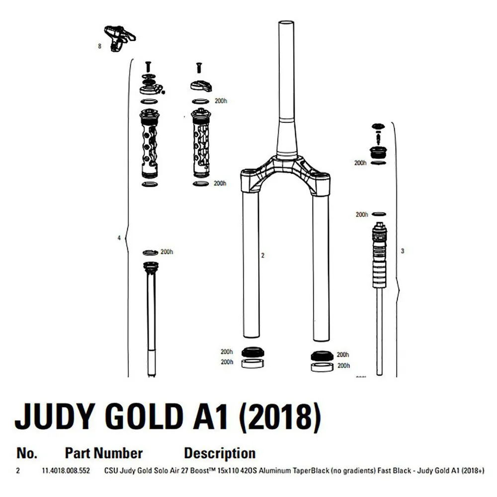 Rock Shox Guld Judy Boost Solo Air 42os Tätningssats, Black, 27.5"