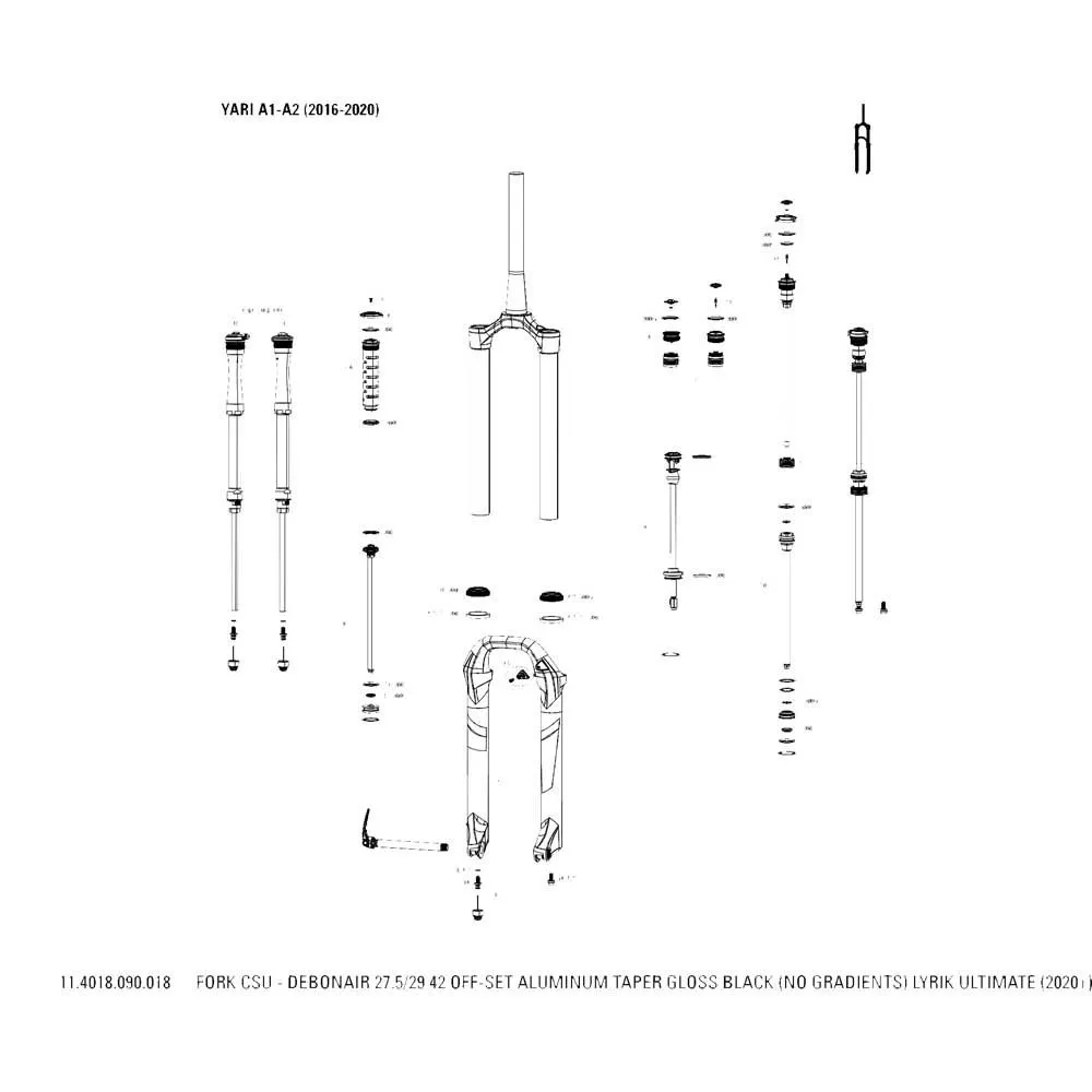 Rock Shox Lyrik Ultimate Debonair Aluminium Gaffel För Krona/styrrör/överrör-samling, Black, 27.5-29"