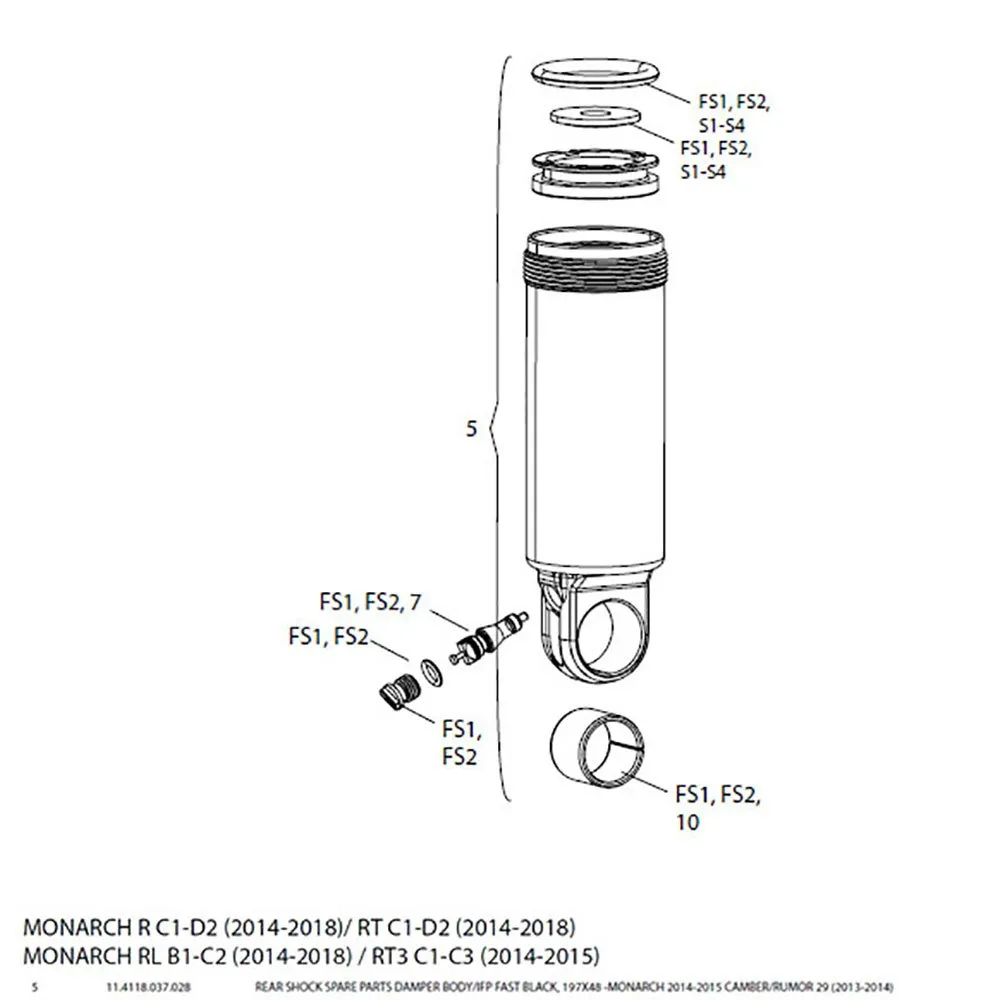 Rock Shox Monarch Damper Body Camber Evo 29 Företag, Black, 197 x 48mm Rock Shox Monarch Damper Body Camber Evo 29 Företag, Black, 197 x 48mm