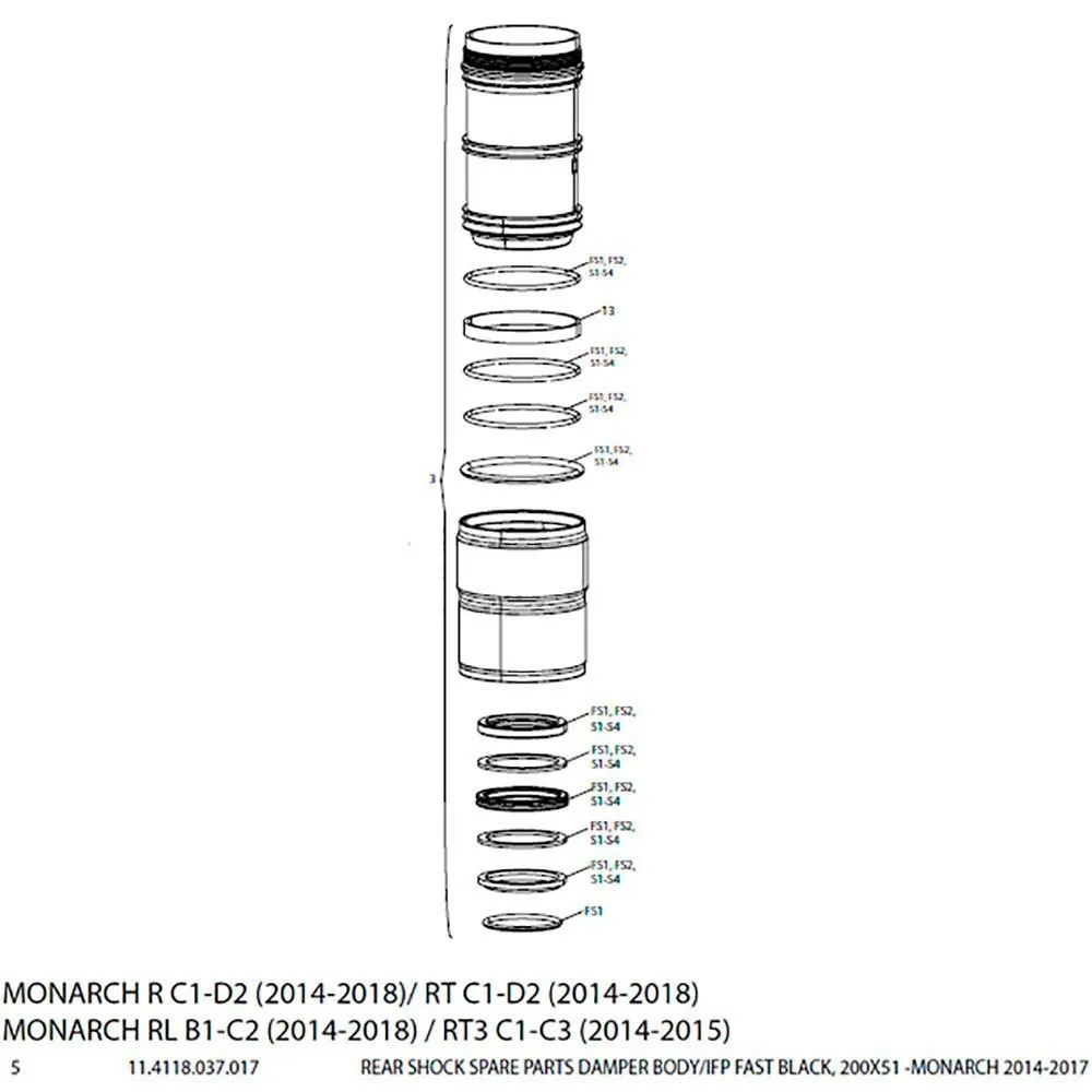 Rock Shox Monarch Damper Body Företag, Black, 200 x 51mm Rock Shox Monarch Damper Body Företag, Black, 200 x 51mm