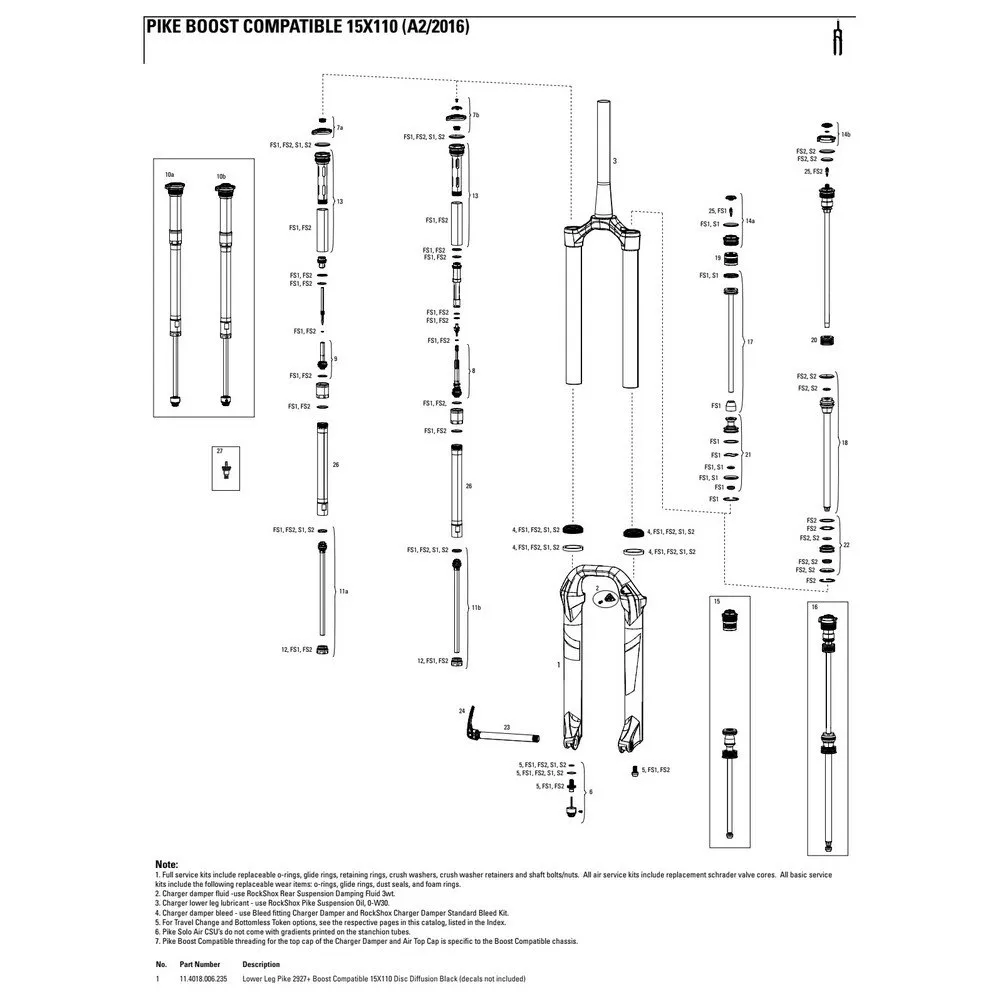 Rock Shox Pike 27´´/29´´ Boost 15 X 110 Disc Gaffel Sänks, White, One Size