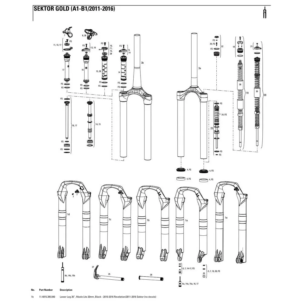 Rock Shox Revelation 2010/sektor 2011 Gaffel Sänks, Black, One Size