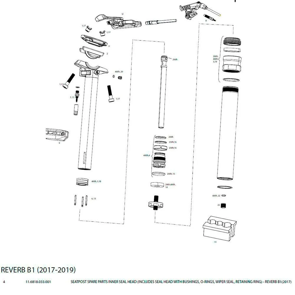 Rock Shox Reverb Inner B1 2017 Packning, Gold, One Size Rock Shox Reverb Inner B1 2017 Packning, Gold, One Size