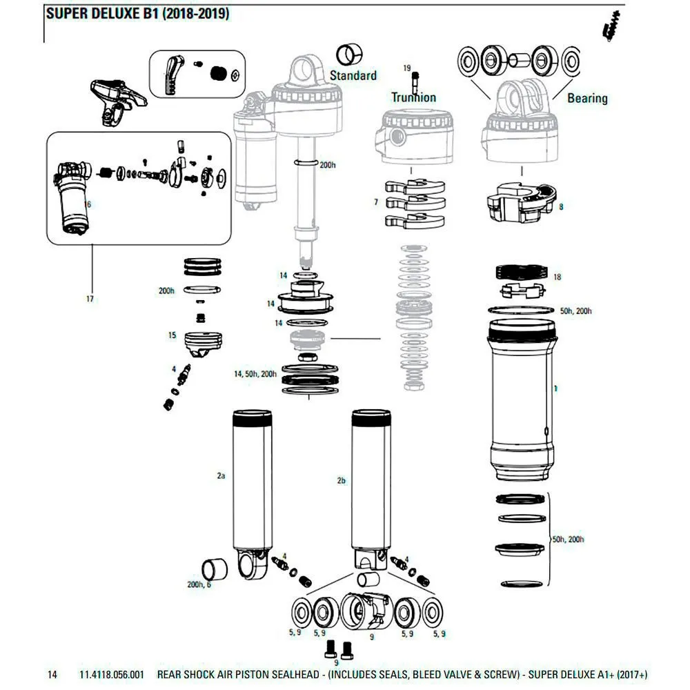 Rock Shox Super Deluxe A1 2017+ Kolvsats, Black, One Size