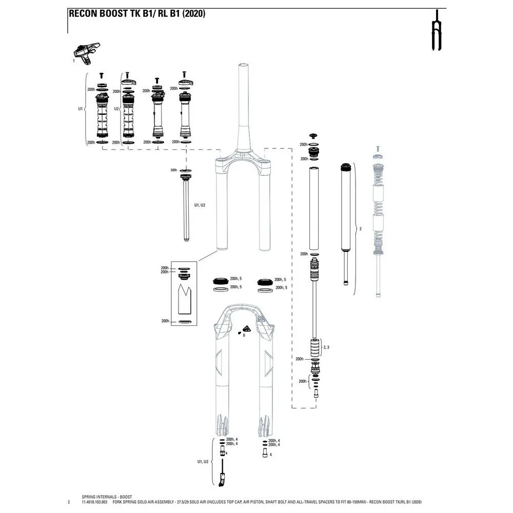 Rock Shox Vår Solo Air Recon Boost Tk/rl B1, Silver / black, 27.5-29" Rock Shox Vår Solo Air Recon Boost Tk/rl B1, Silver / black, 27.5-29"